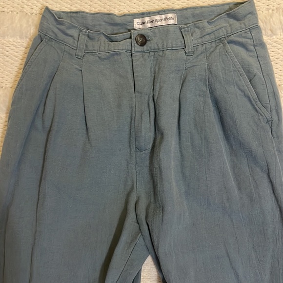 Calvin Klein linen pants green 10 Petite - Picture 2 of 16